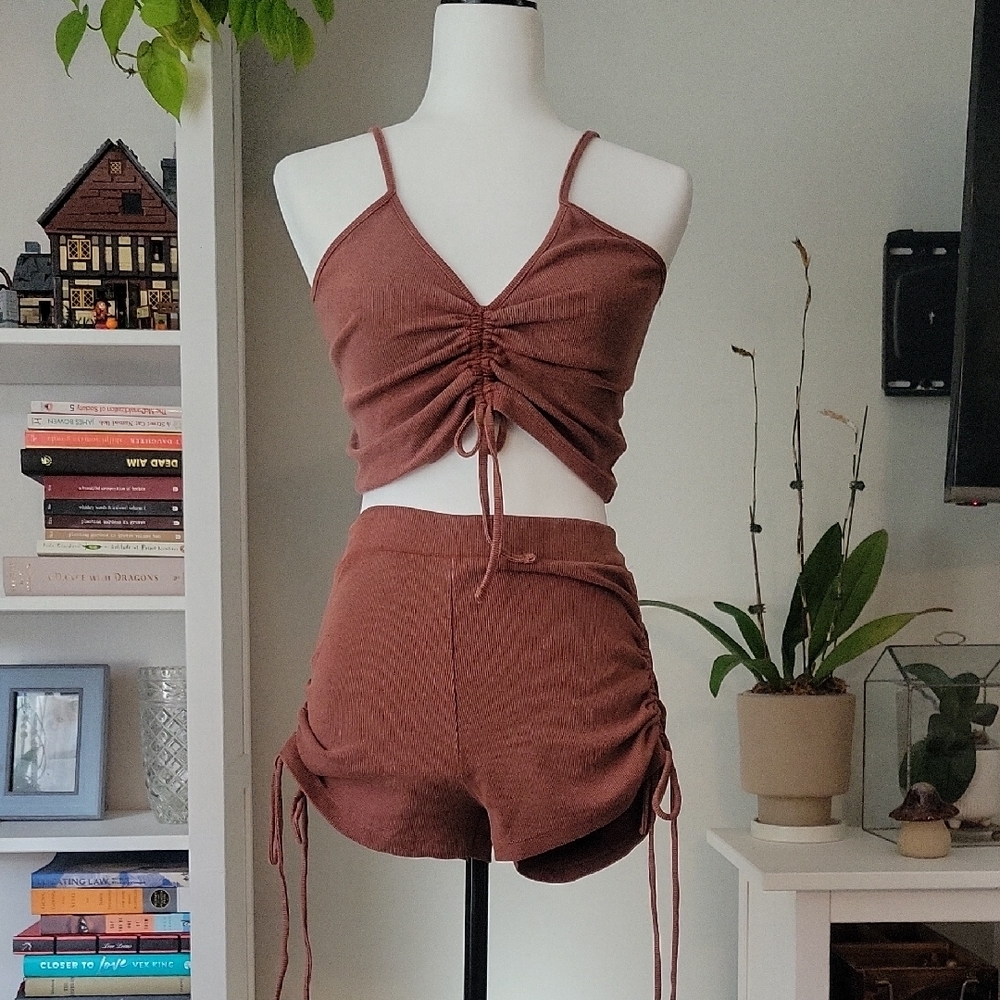 Zara Chocolate Brown Ribbed Set